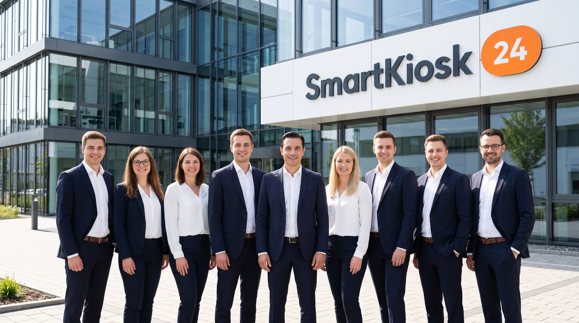 Das SmartKiosk24 Team vor der Firmenzentrale